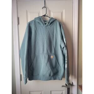 Carhartt Loose Fit Teal Hoodie Sweatshirt Size Large